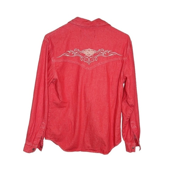 Vintage Harley Davidson Embroidered Snap Down Long Sleeve Shirt Size‎ XS - Picture 1 of 6